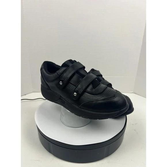 P W Minor Women's Black Leather Double Strap Arch Support Comfort Shoes Size 10